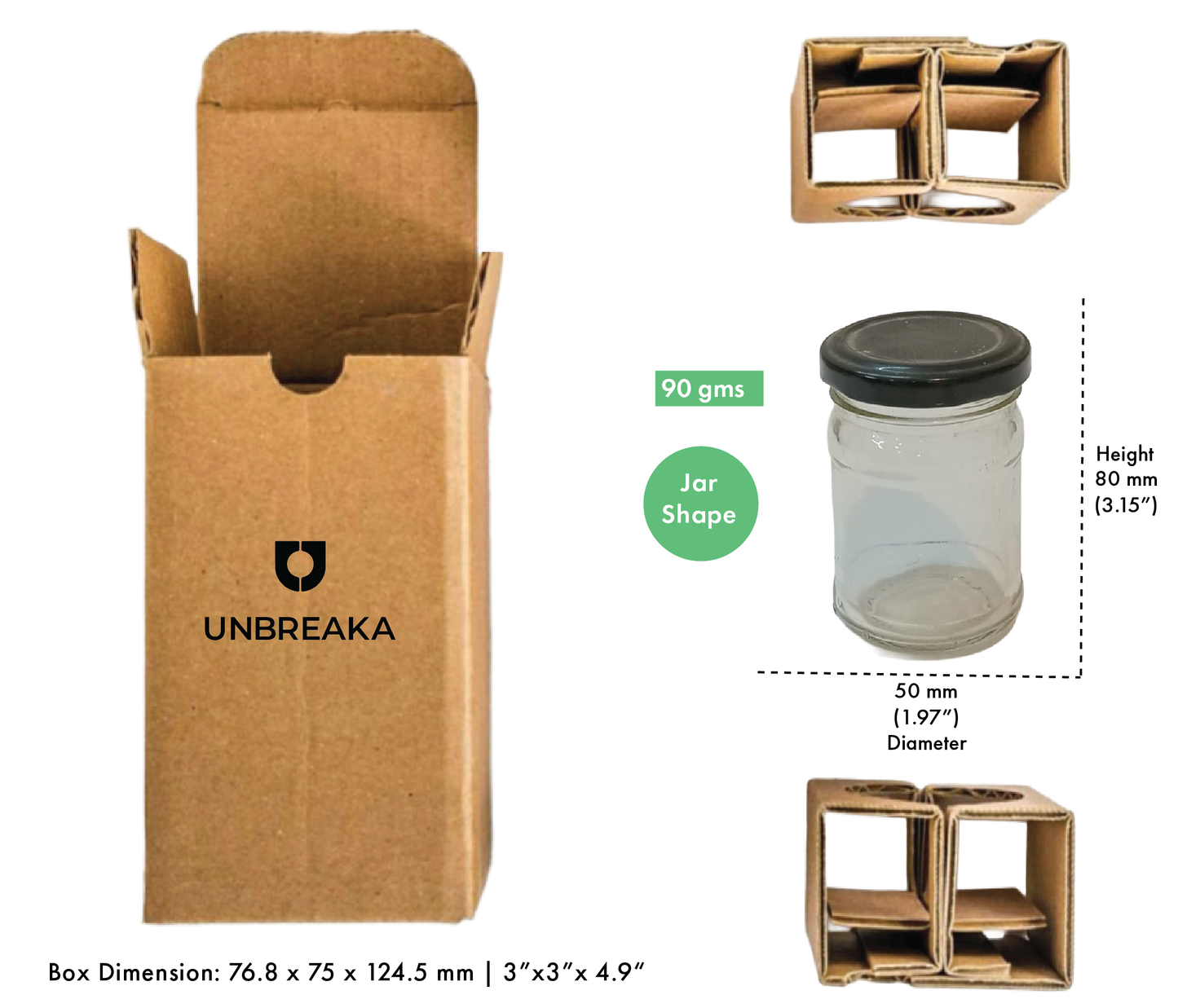 Glass jar + Unbreaka Packaging
