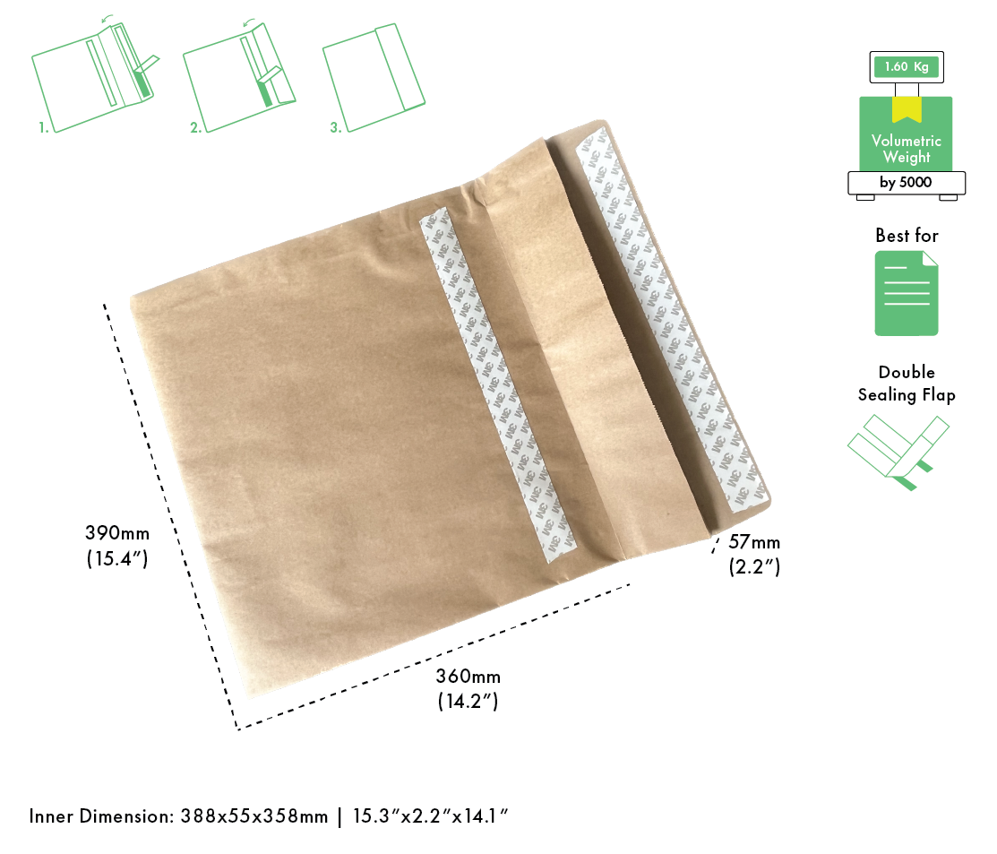 Foldover Envelope – Flat Fit, Bulk Ready, MOQ 50 – Corugami