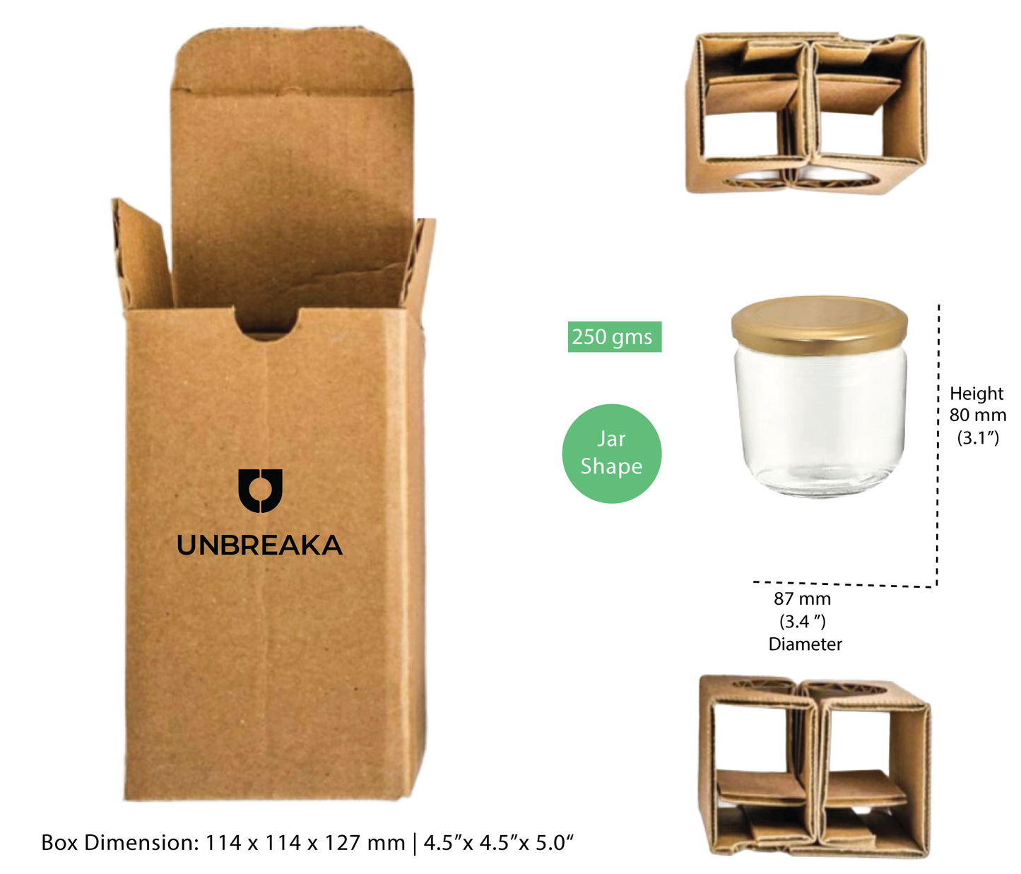 Glass jar + Unbreaka Packaging