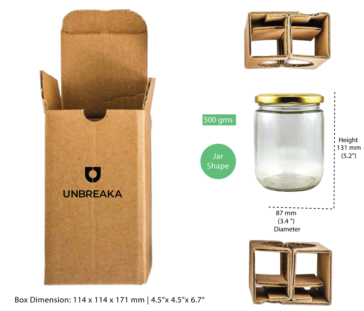 Glass jar + Unbreaka Packaging