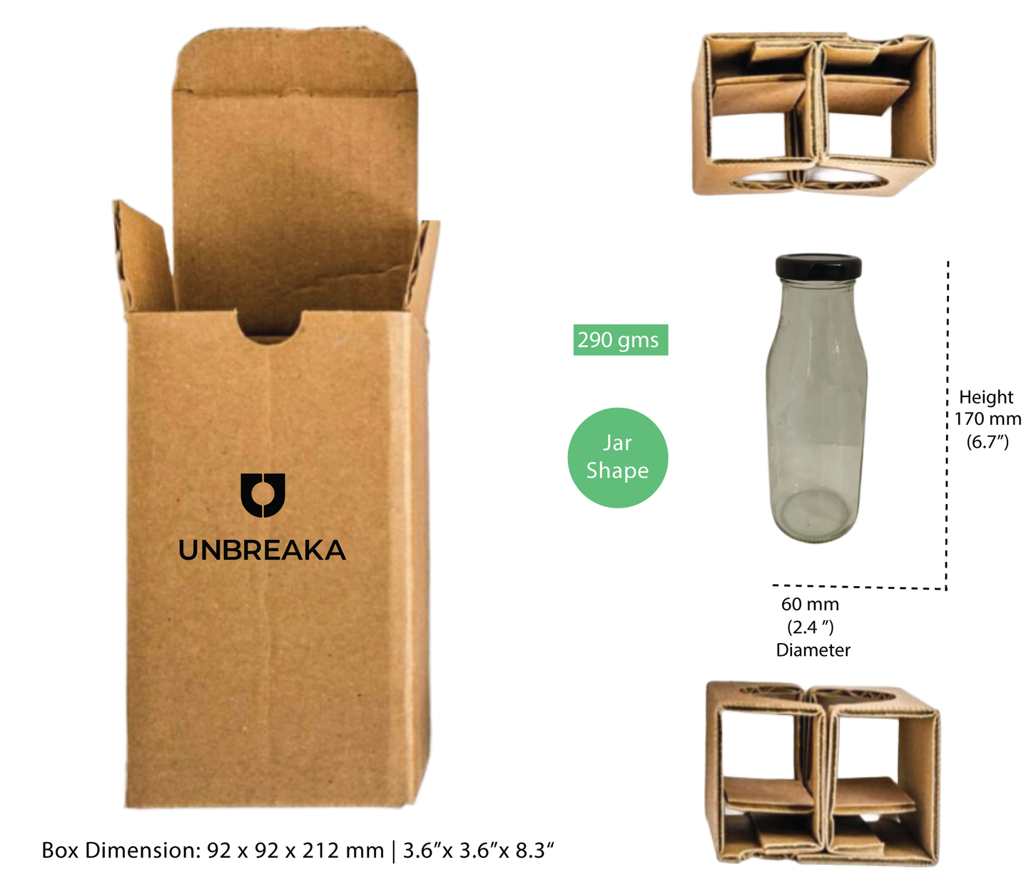 Glass jar + Unbreaka Packaging
