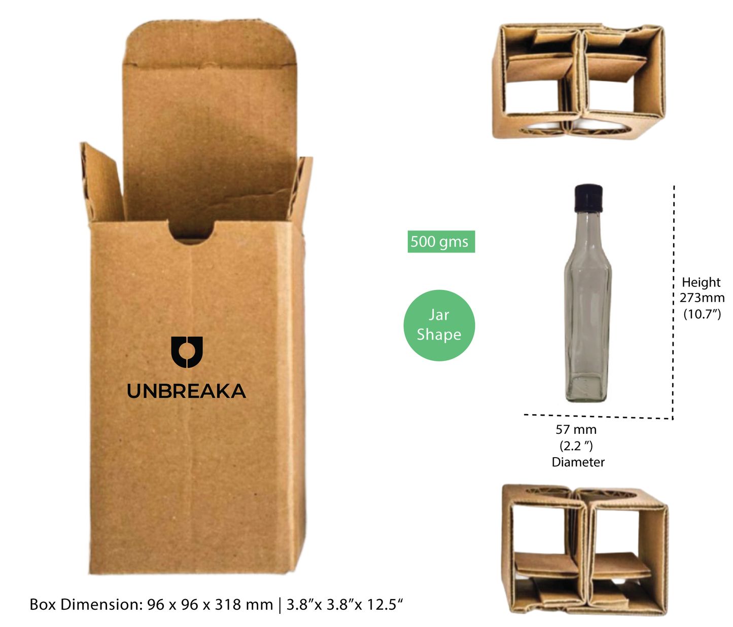 Glass jar + Unbreaka Packaging