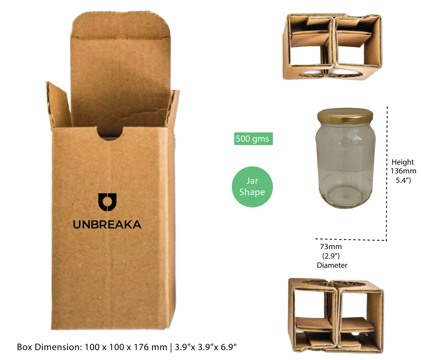 Glass jar + Unbreaka Packaging