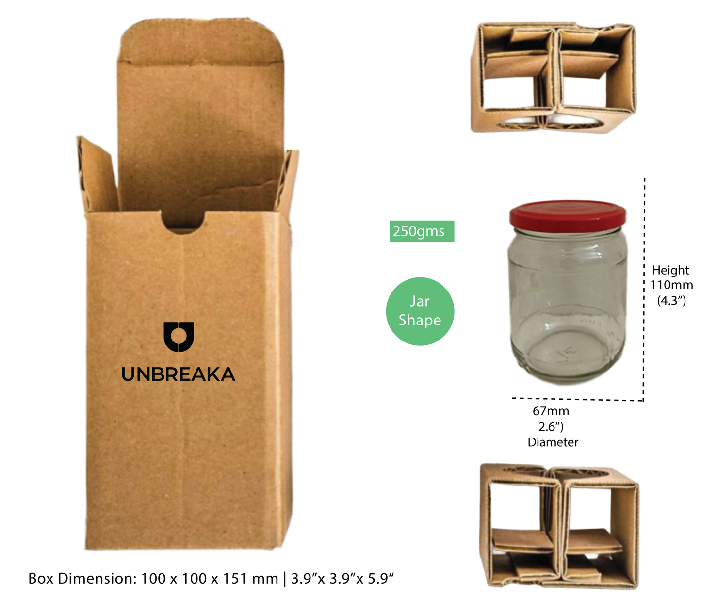 Glass jar + Unbreaka Packaging