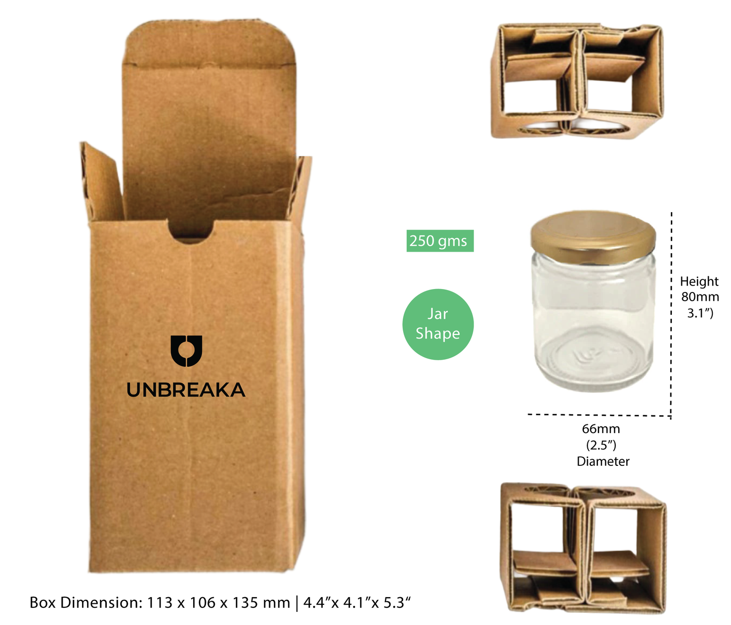 Glass jar + Unbreaka Packaging