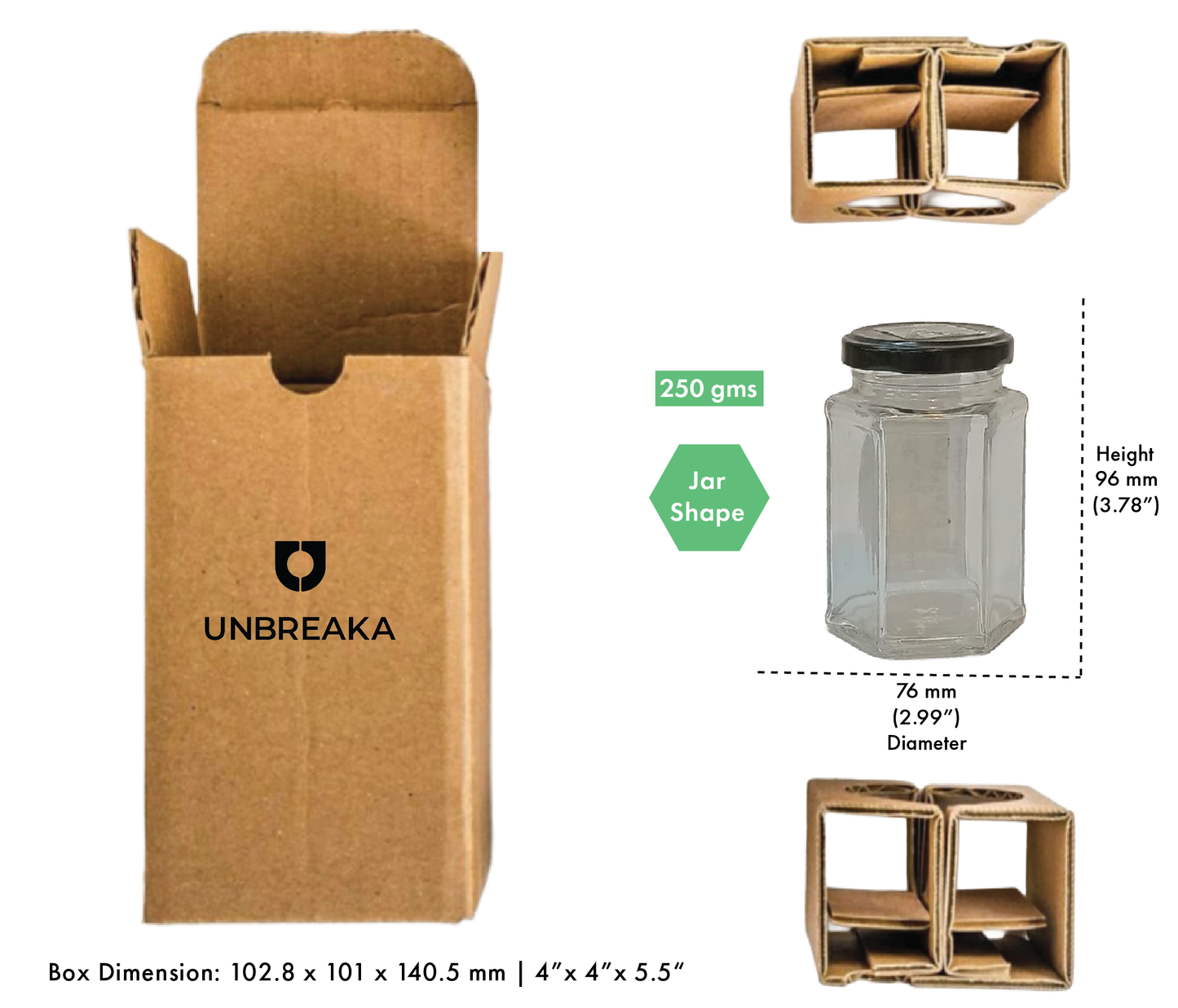 Glass jar + Unbreaka Packaging