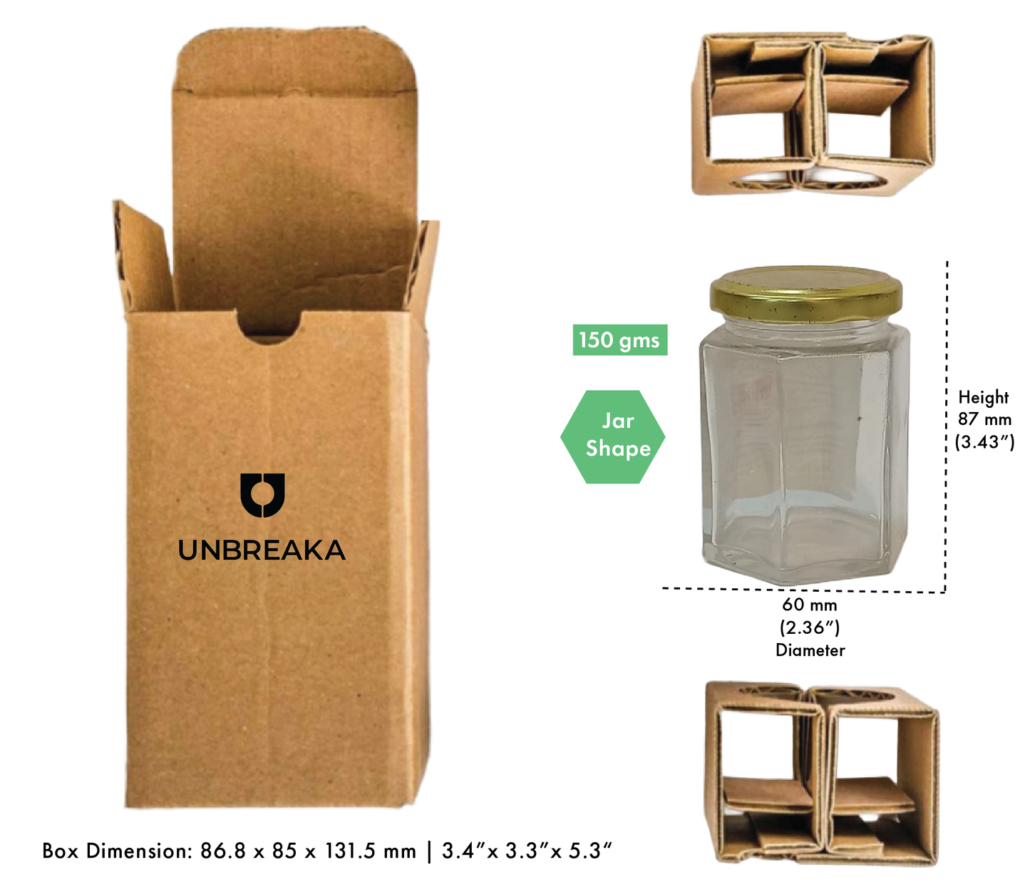 Glass jar + Unbreaka Packaging
