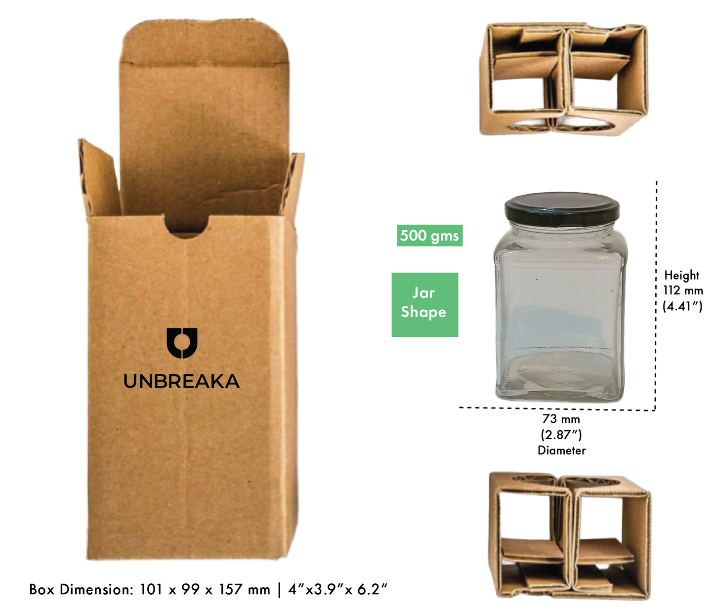 Glass jar + Unbreaka Packaging
