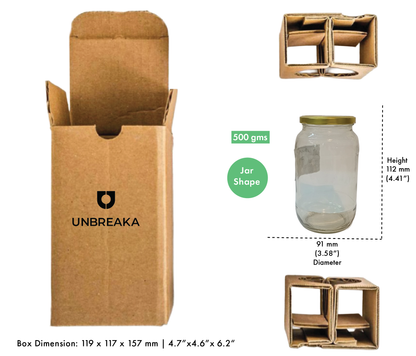 Glass jar + Unbreaka Packaging