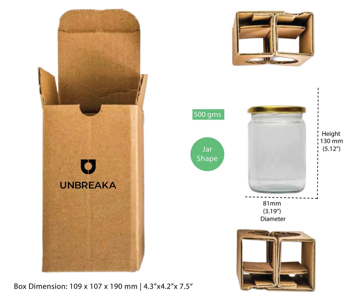 Glass jar + Unbreaka Packaging