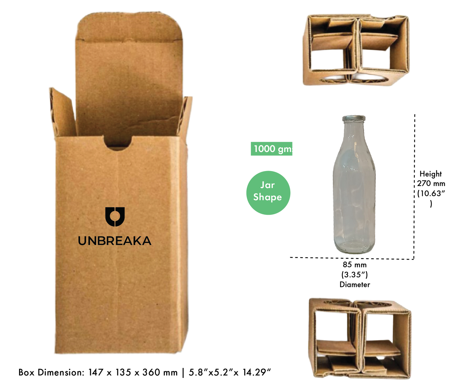 Glass jar + Unbreaka Packaging