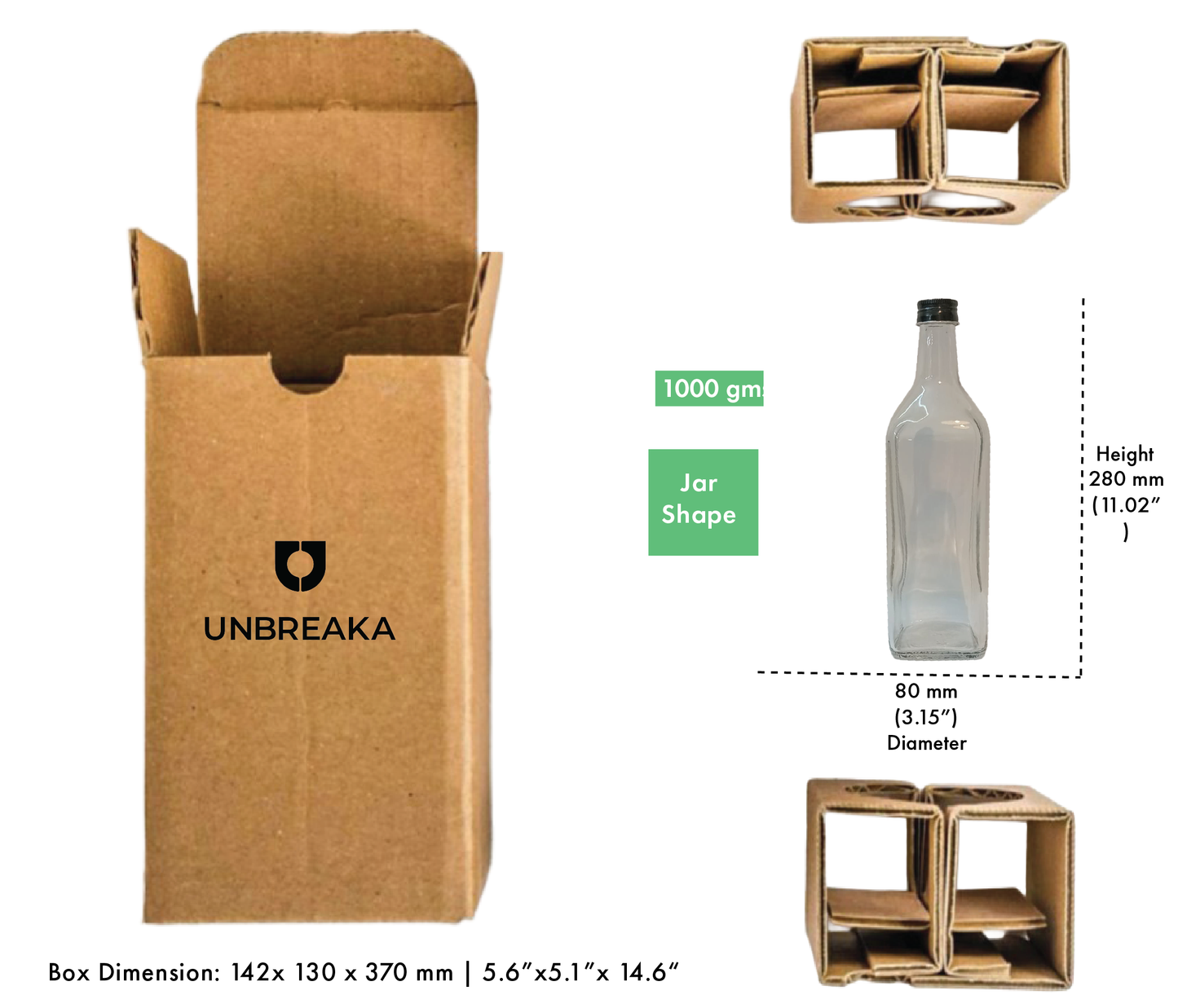 Glass jar + Unbreaka Packaging