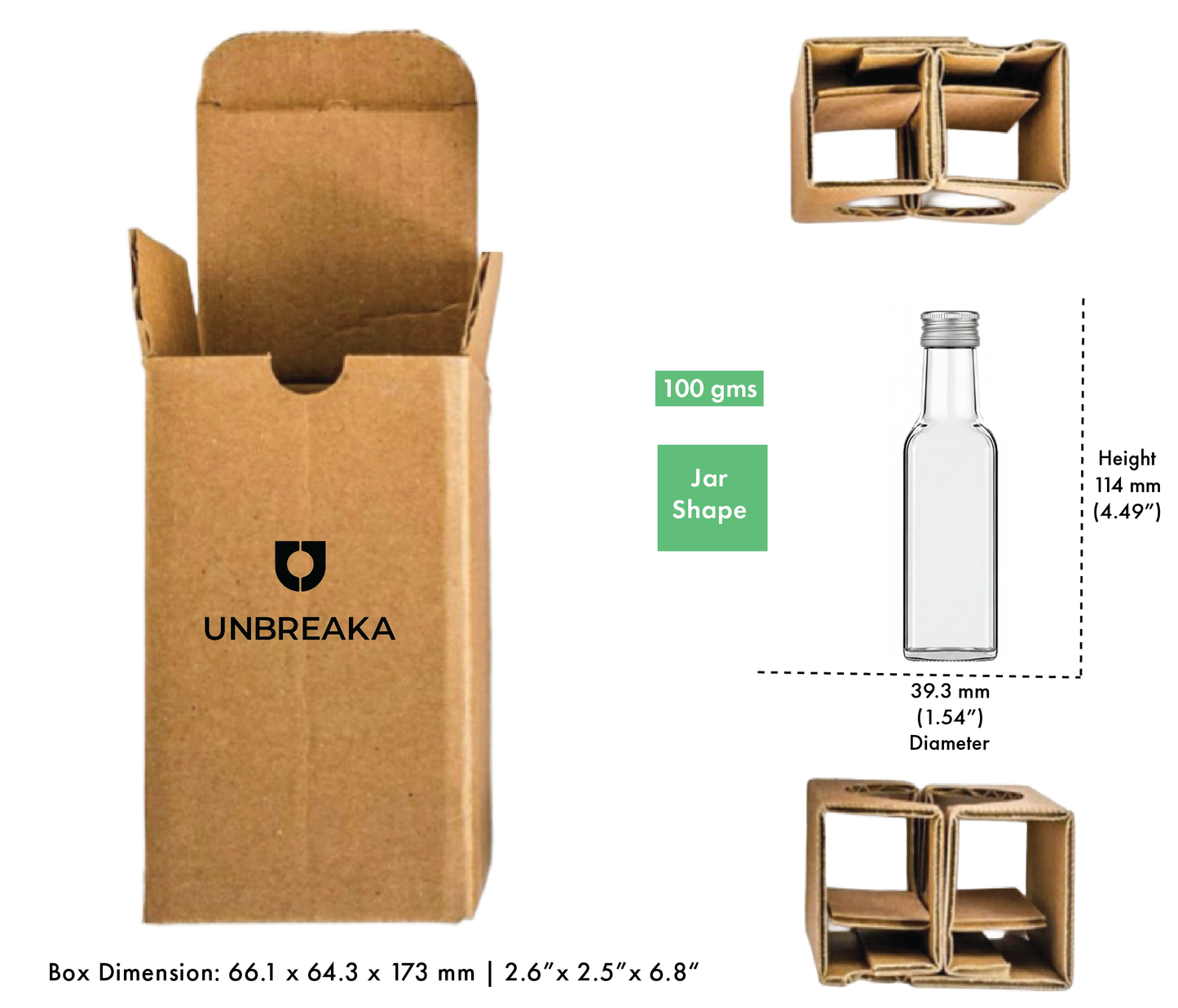 Glass jar + Unbreaka Packaging
