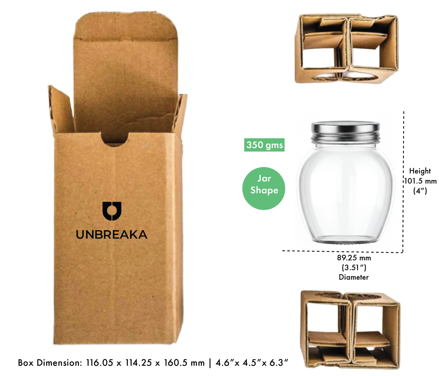 Glass jar + Unbreaka Packaging