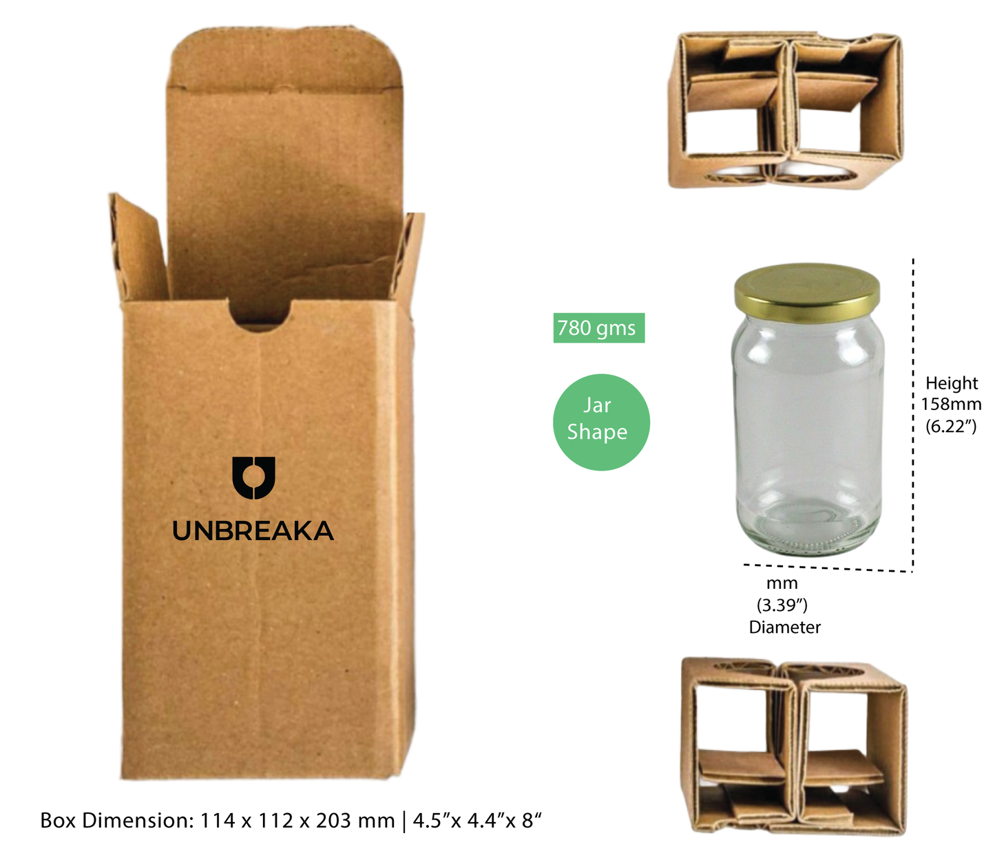 Glass jar + Unbreaka Packaging