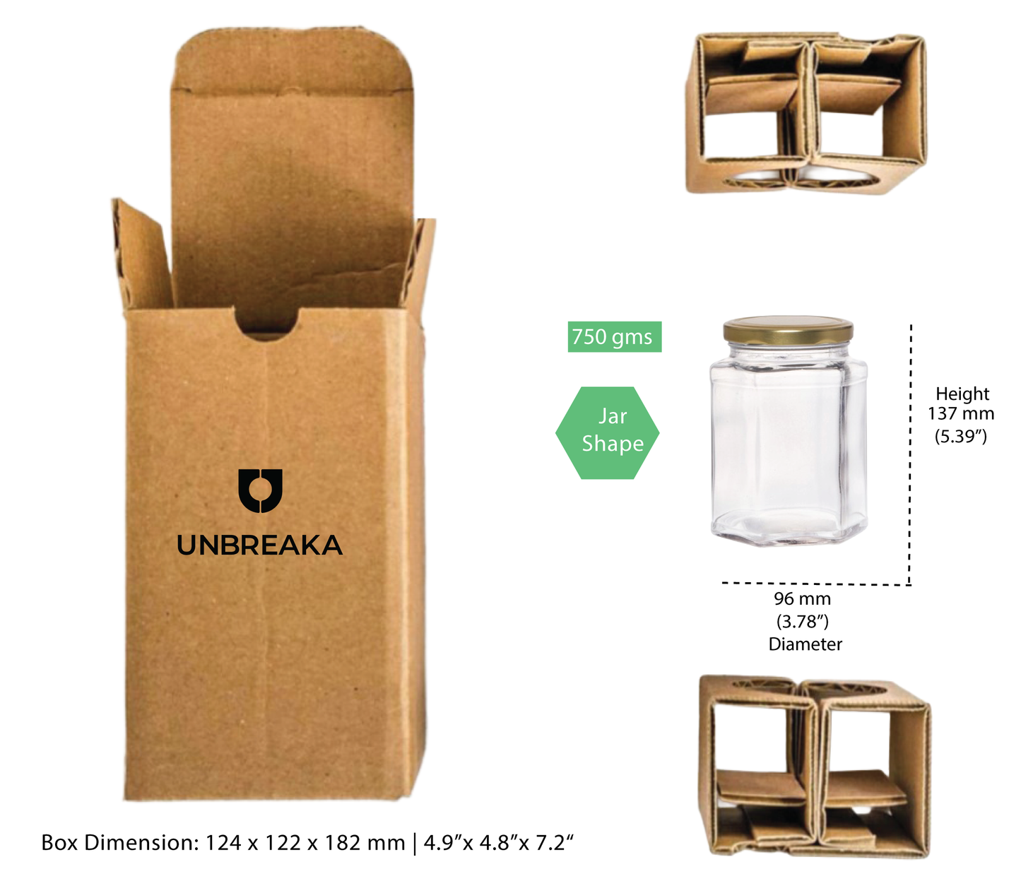 Glass jar + Unbreaka Packaging