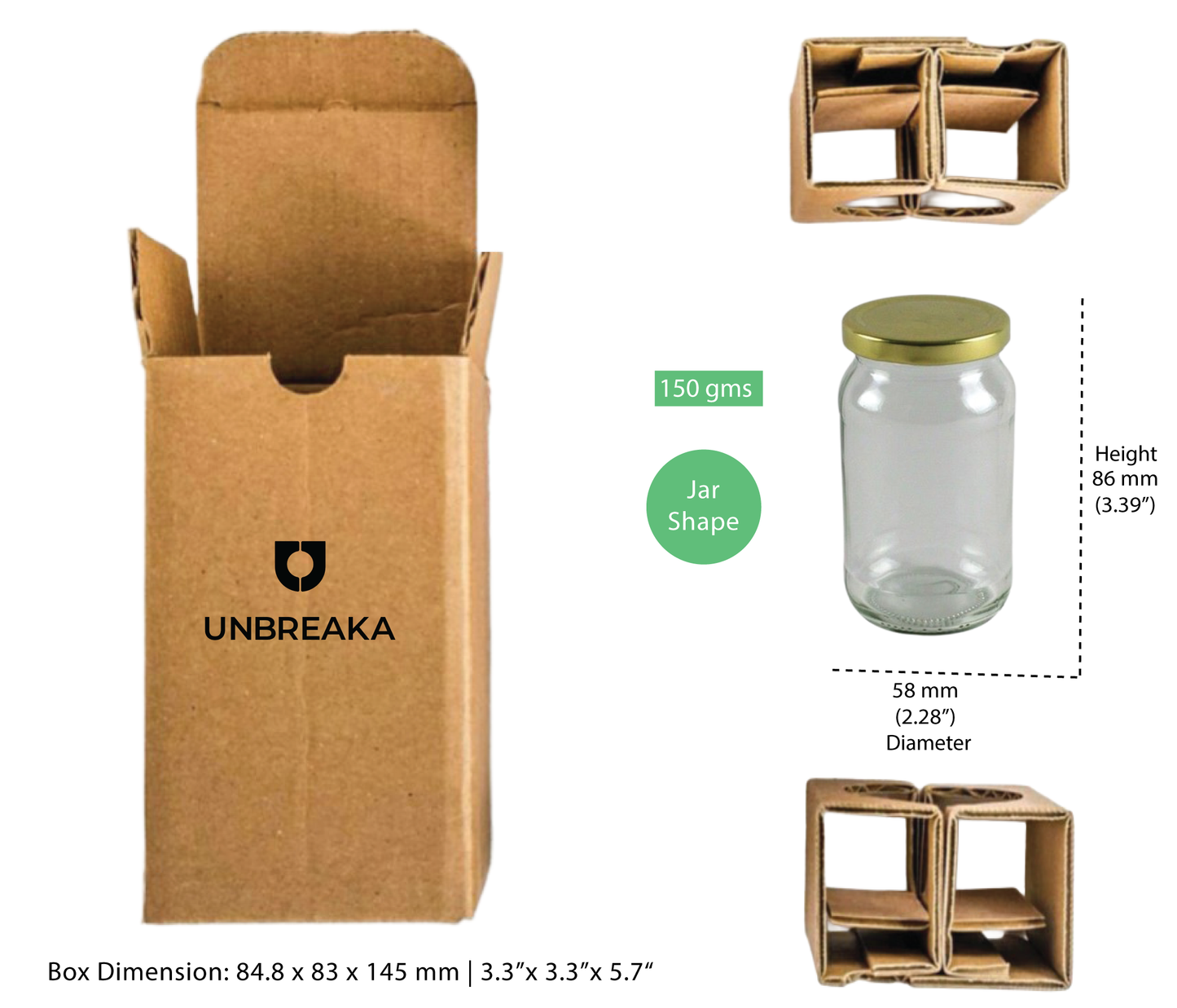 Glass jar + Unbreaka Packaging