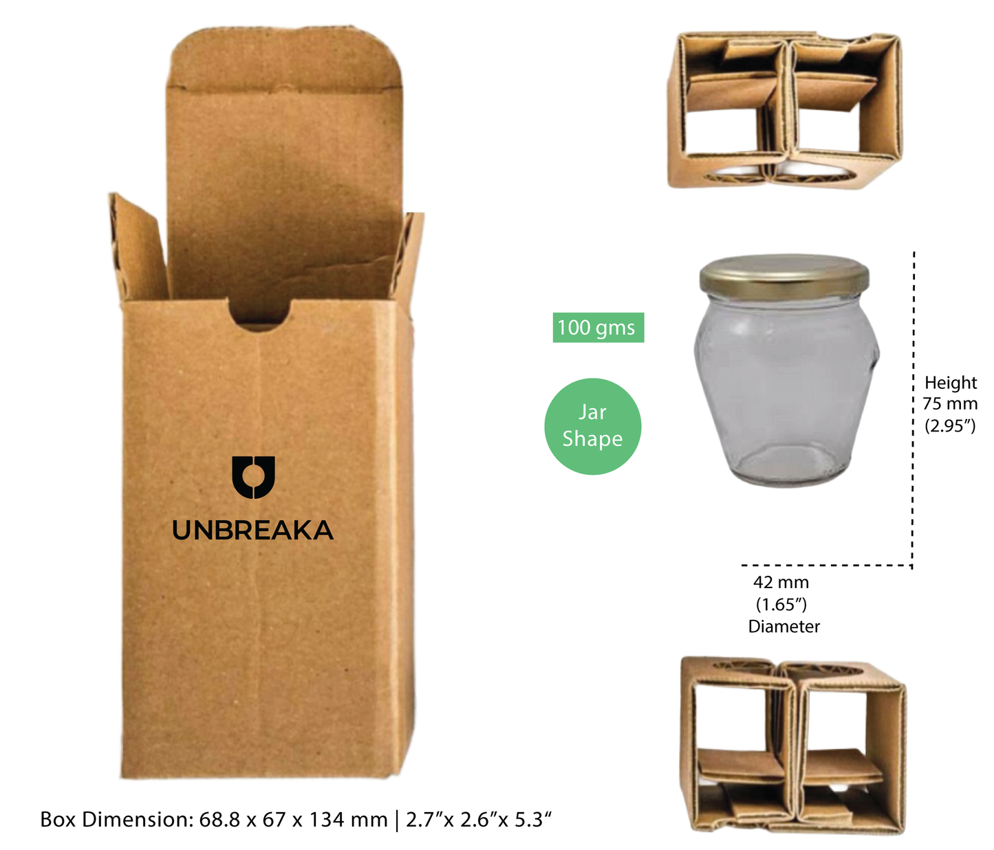 Glass jar + Unbreaka Packaging