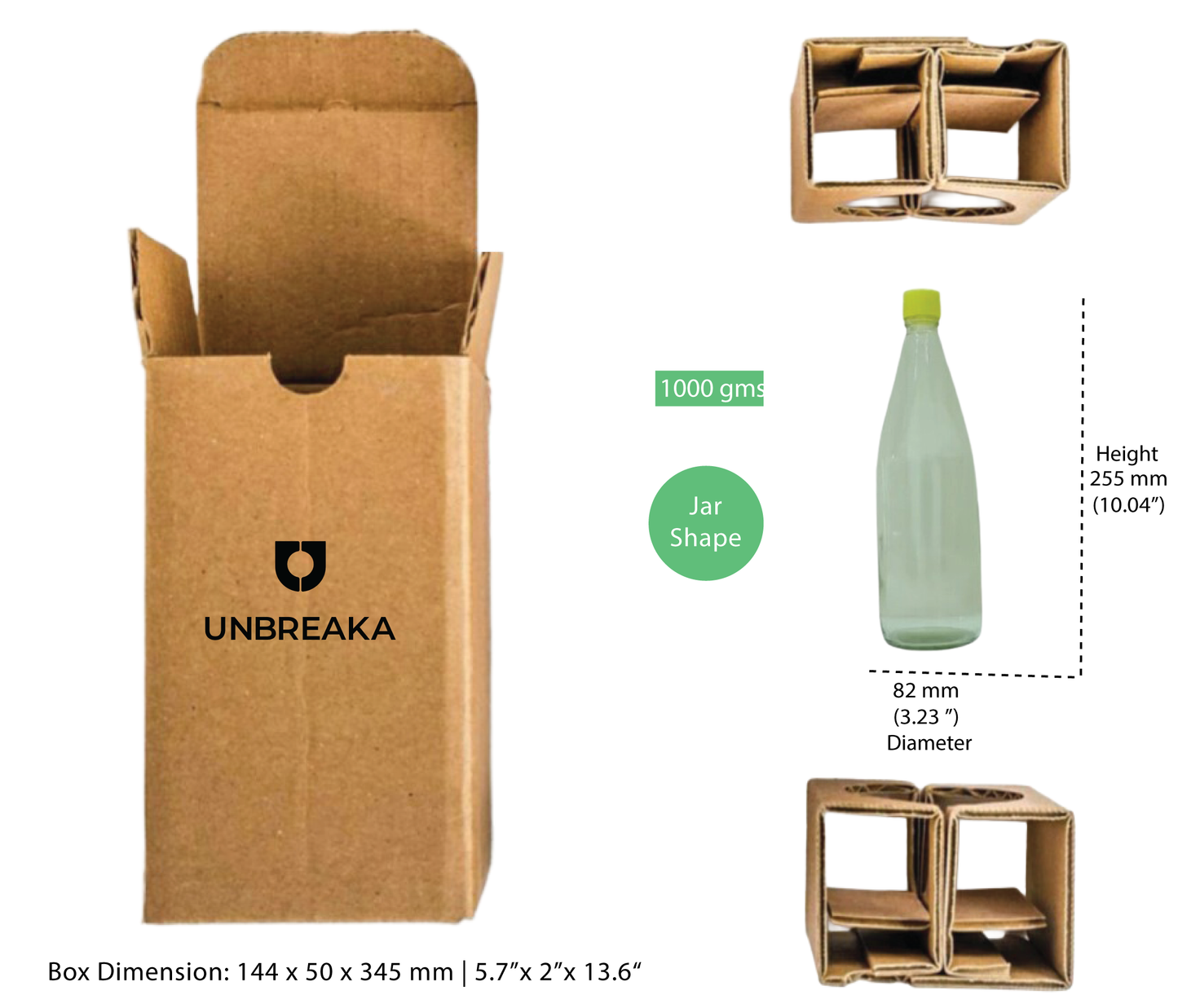 Glass jar + Unbreaka Packaging